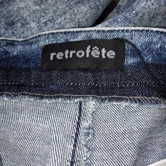 Retrofete Denim Jeans 27 Acid Wash Myla Tapered Blue High Rise Italian NWT - Picture 9 of 10